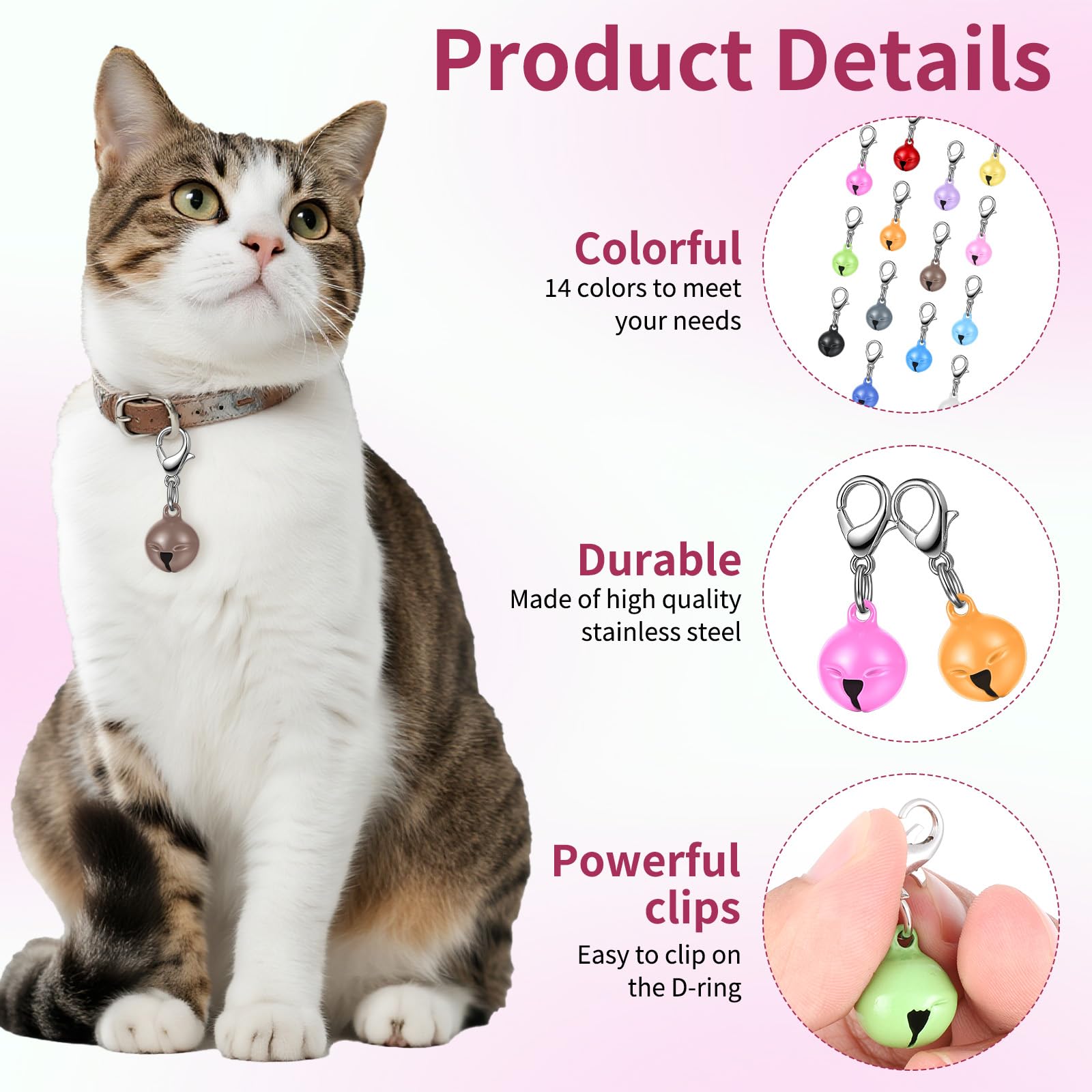 Larrel cloche pour collier chat gris, visibilité discrète et durable.