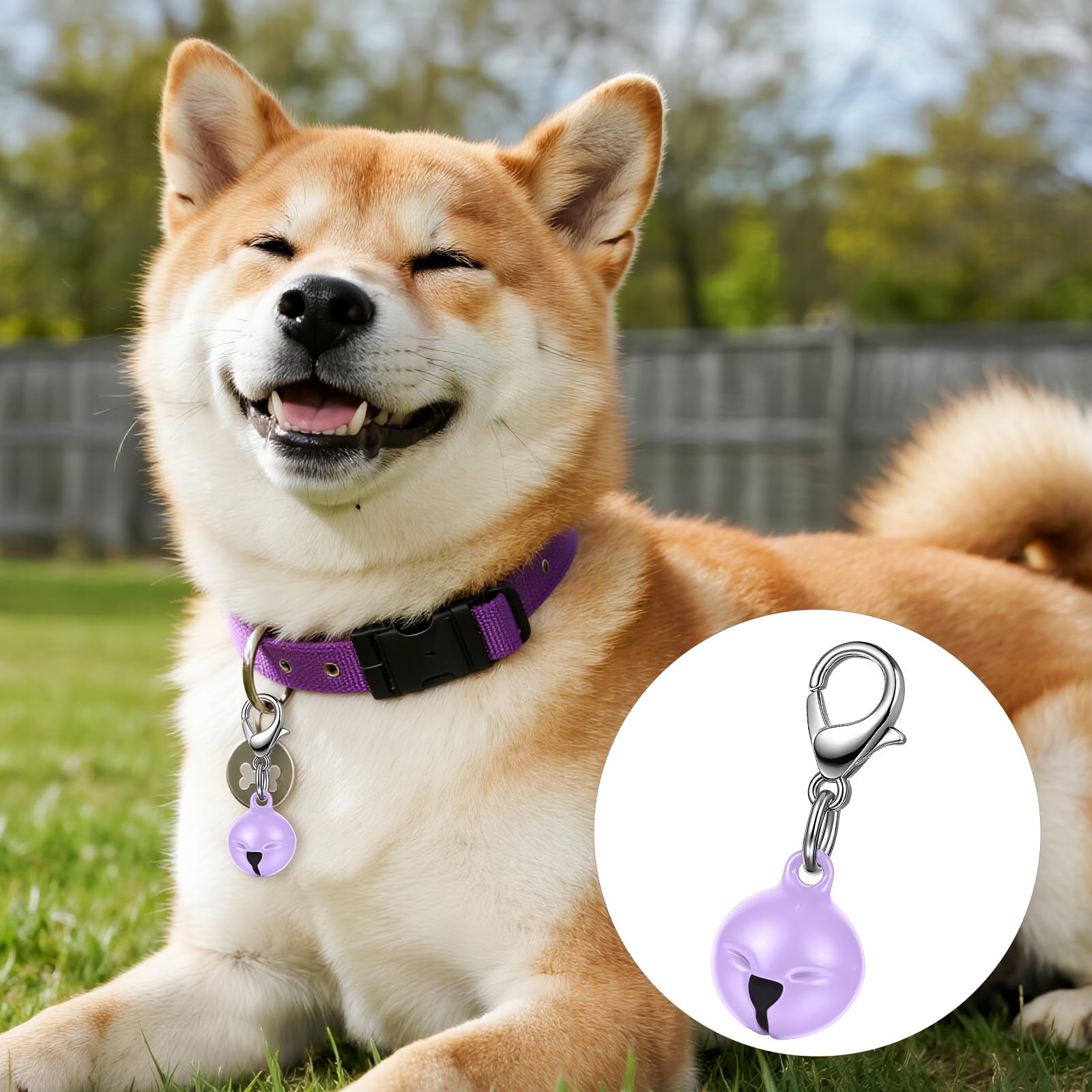 Larrel cloche pour collier chien jaune, sécurité accrue en extérieur.