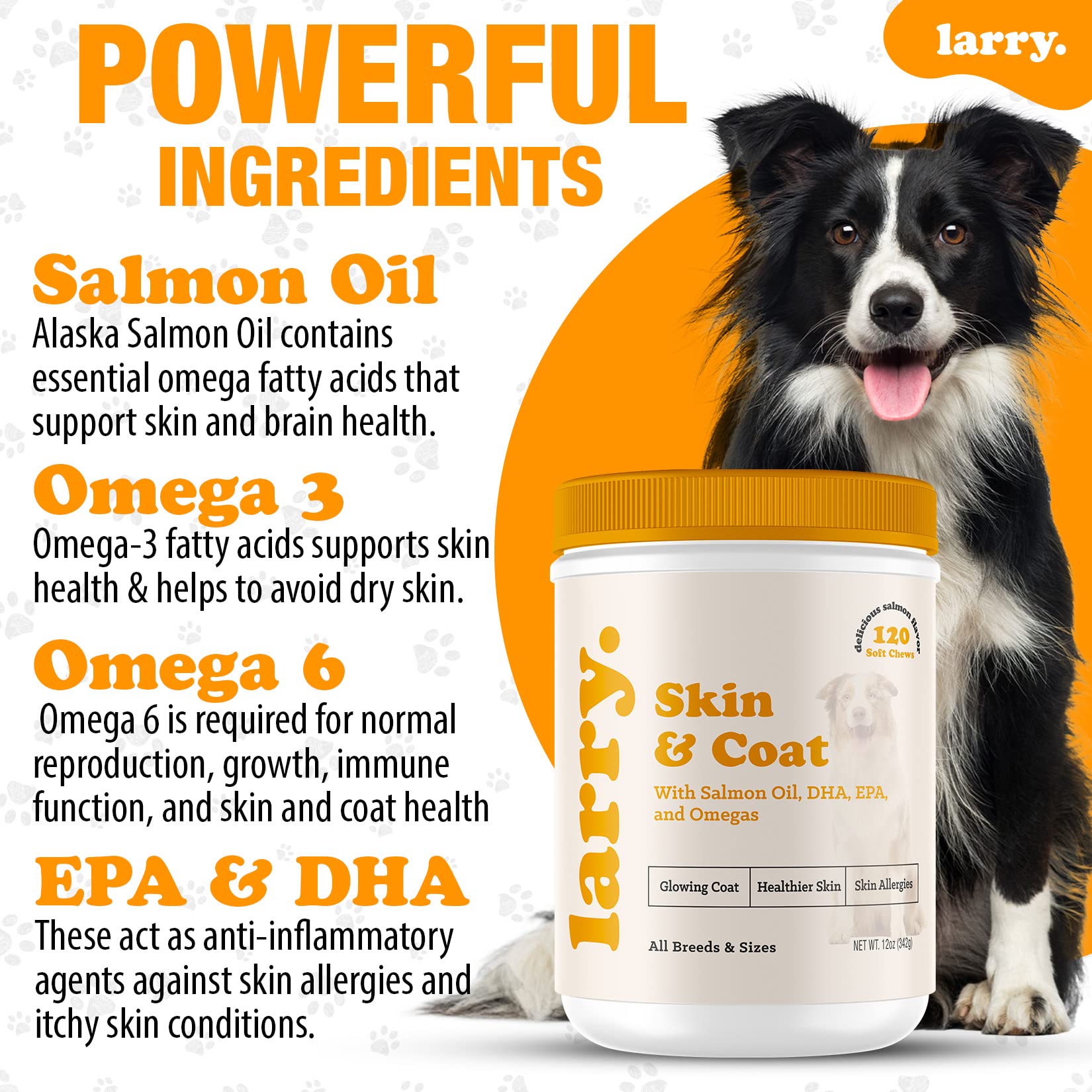 Larry Huile Saumon pour chien, friandises molles visibles et appétentes