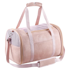 Lasaviin carrier chat rose, transport élégant et confortable pour petit félin.