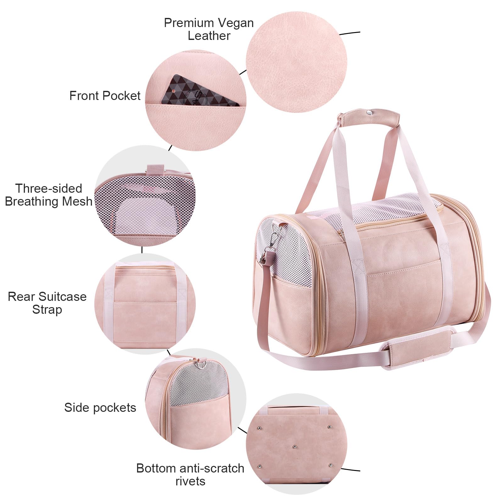 Lasaviin sac vegan leather rose, matière durable et légère.