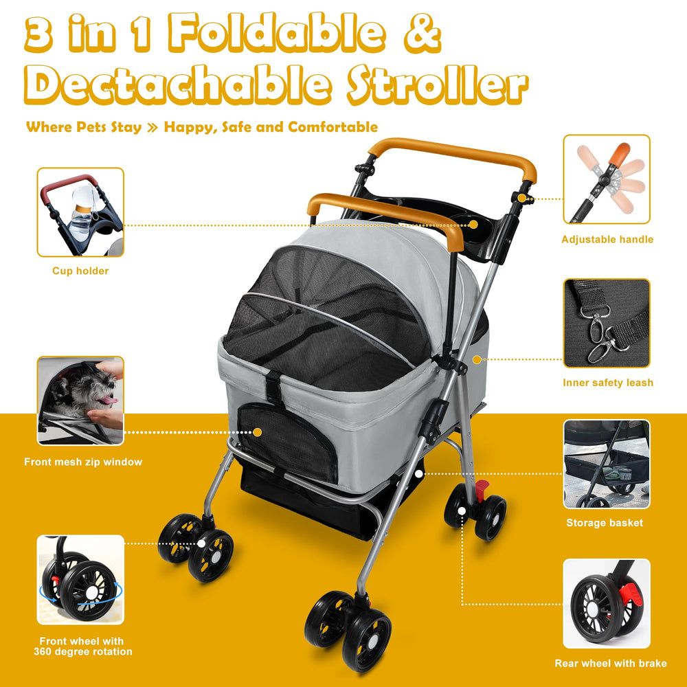 Laushery Poussette Animaux: grand rangement pour jouets et friandises.
