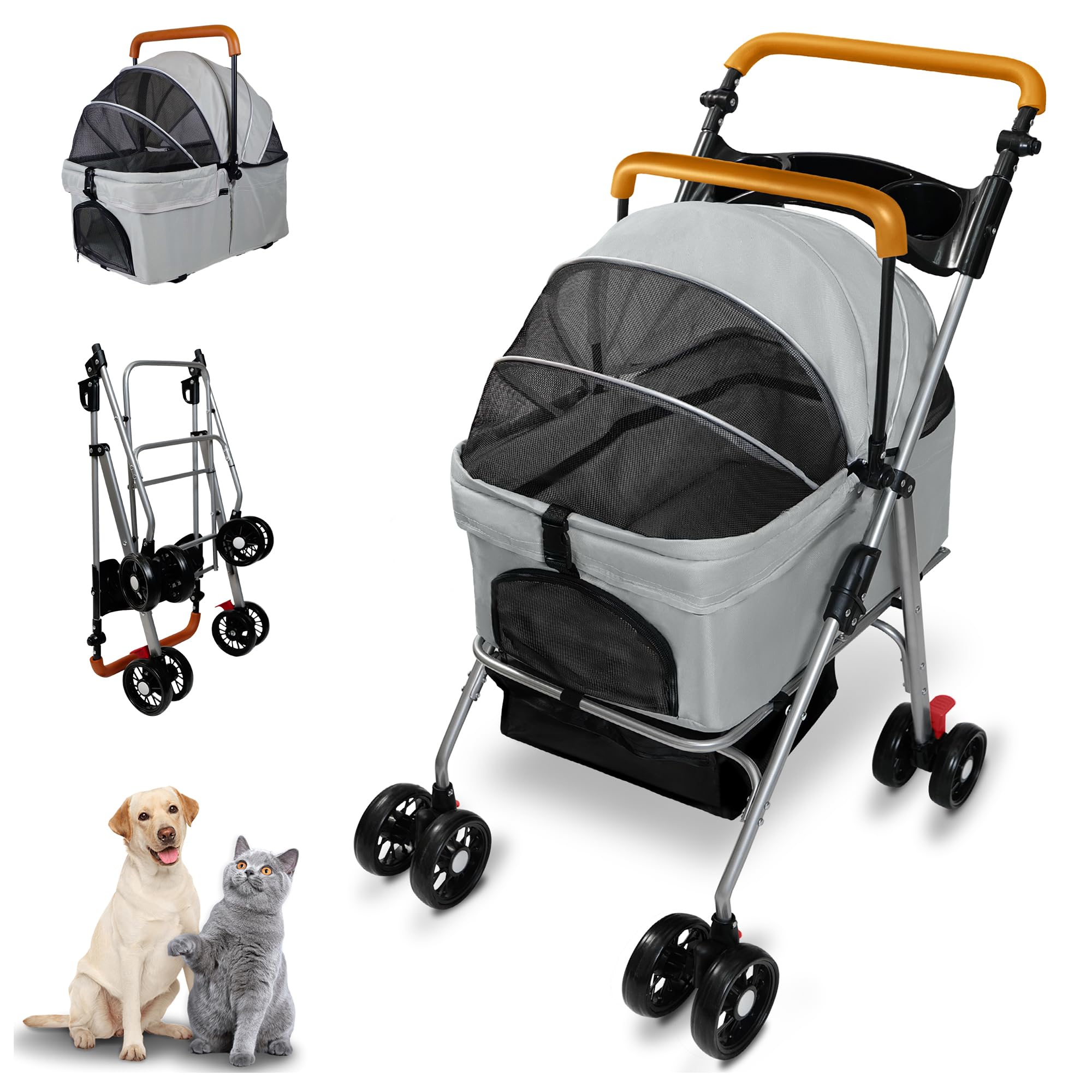 Laushery Poussette Animaux: maille respirante assure le confort en promenade.