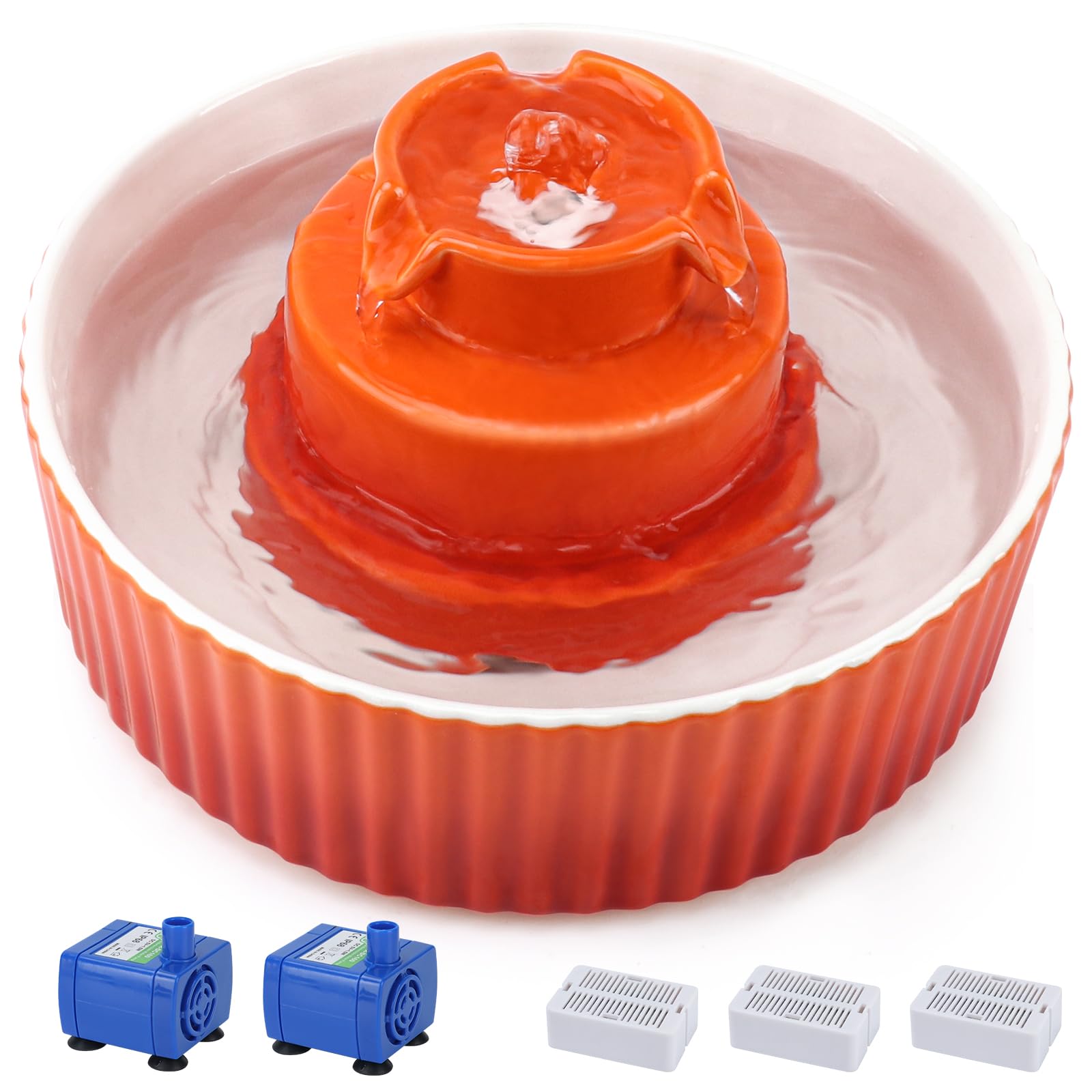 Lawfery fontaine-chat cupcake céramique, grande capacité 2 L pour plusieurs animaux.