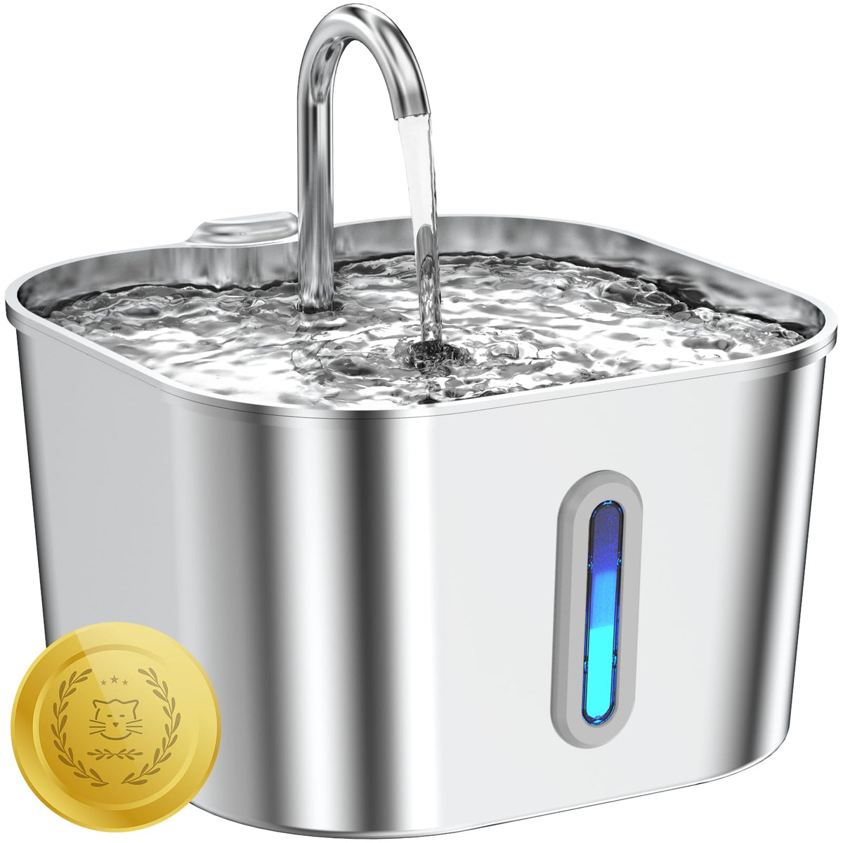 Fontaine Lawfery en inox, grande capacité pour hydratation continue des chats.