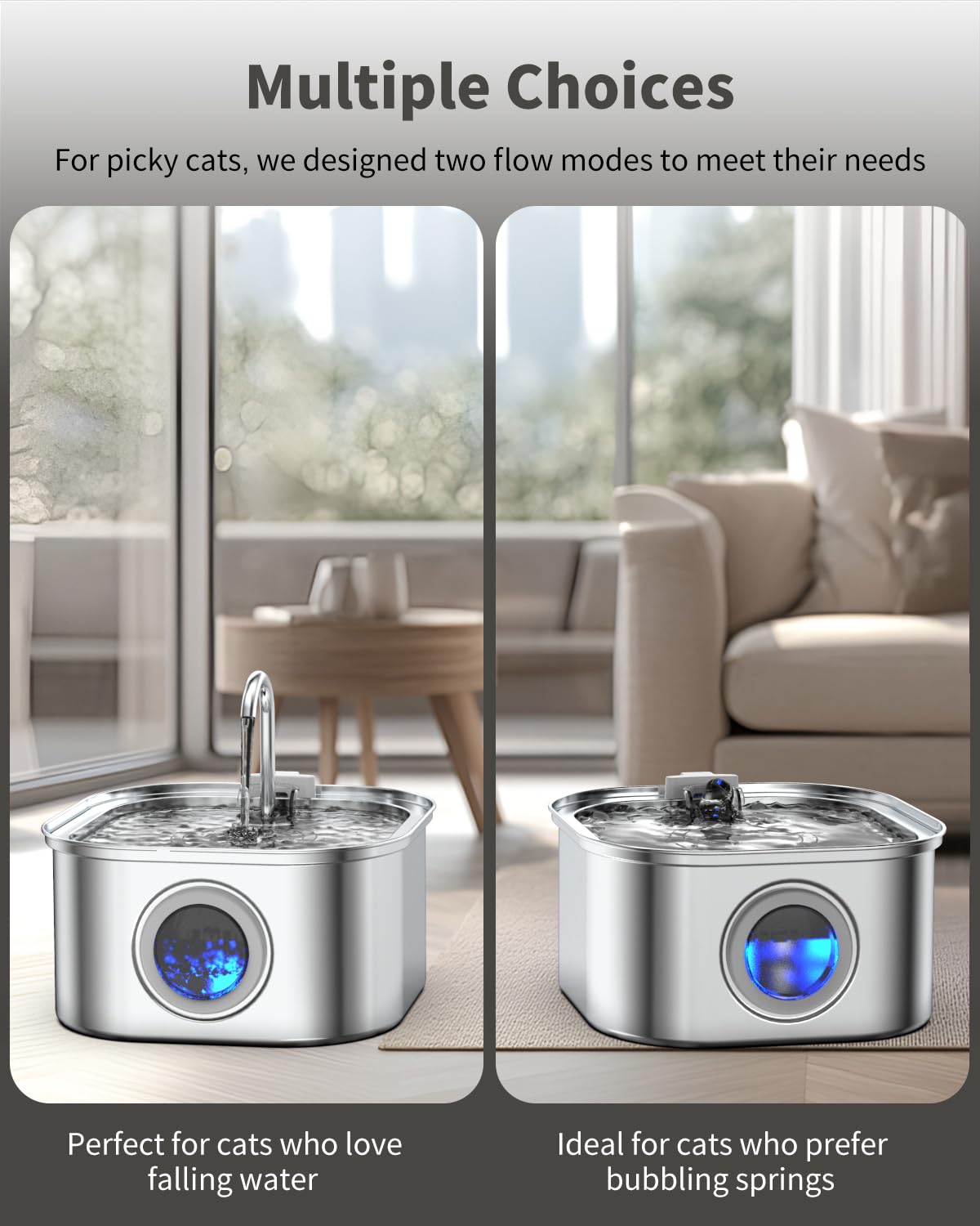 Lawfery parfait pour plusieurs animaux fontaine chat inox, idéal pour foyers multi-animaux.