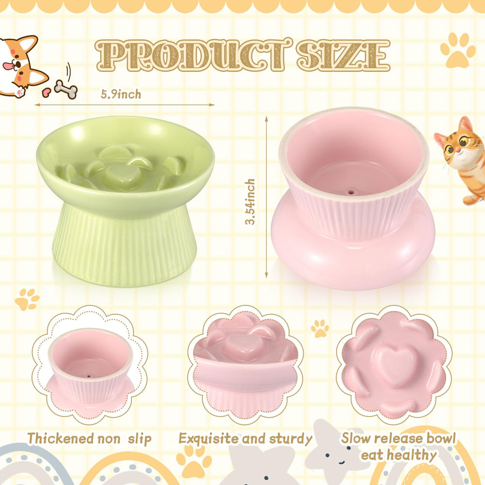 Layhit bol élevé pour chat en céramique rose, design élégant pour la table.