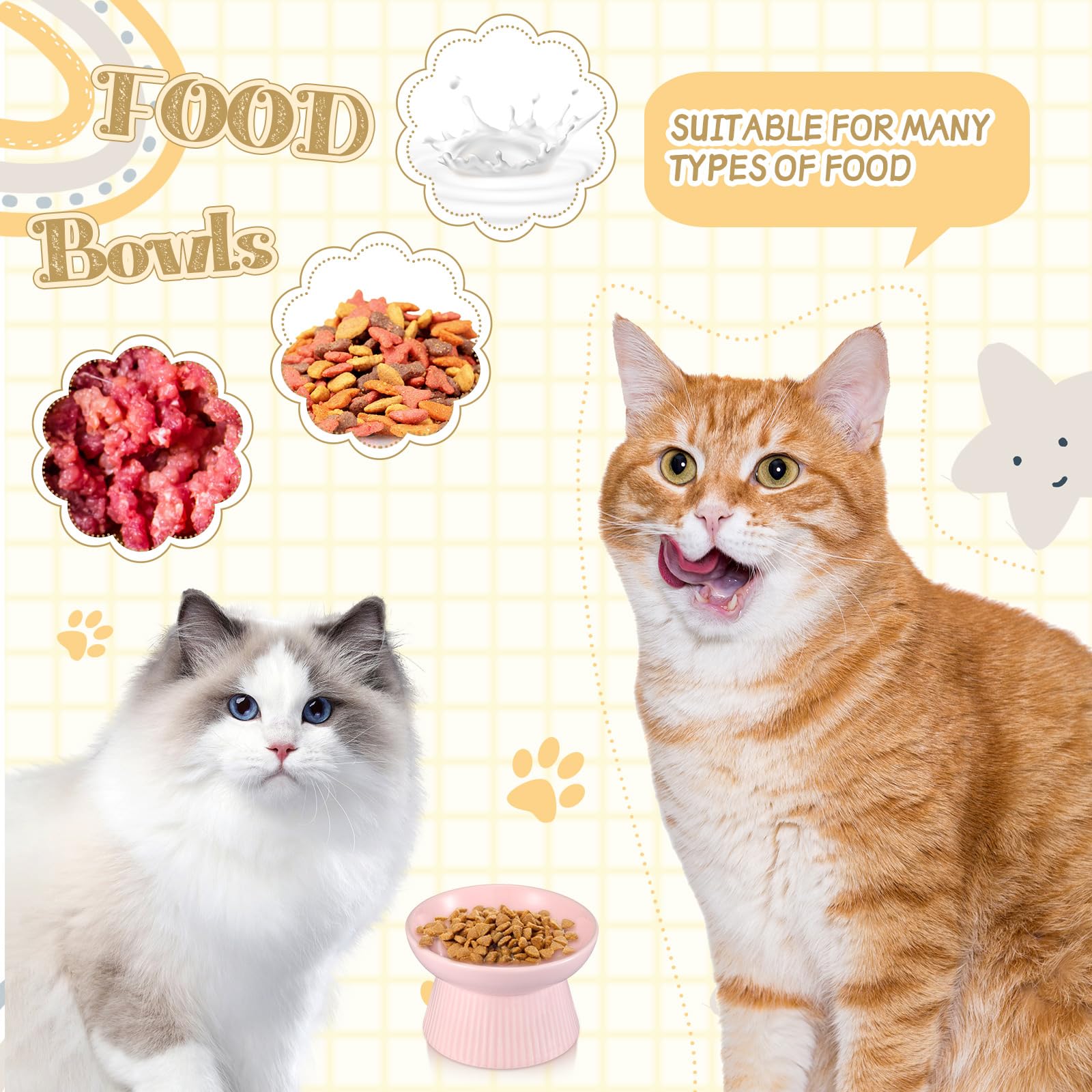 Lot de deux bols élevés Layhit, idéal pour chats et petits chiens.