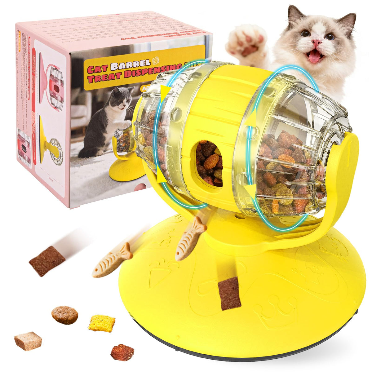 Baril rotatif LazySeal pour chat stimule l activité mentale et l interaction