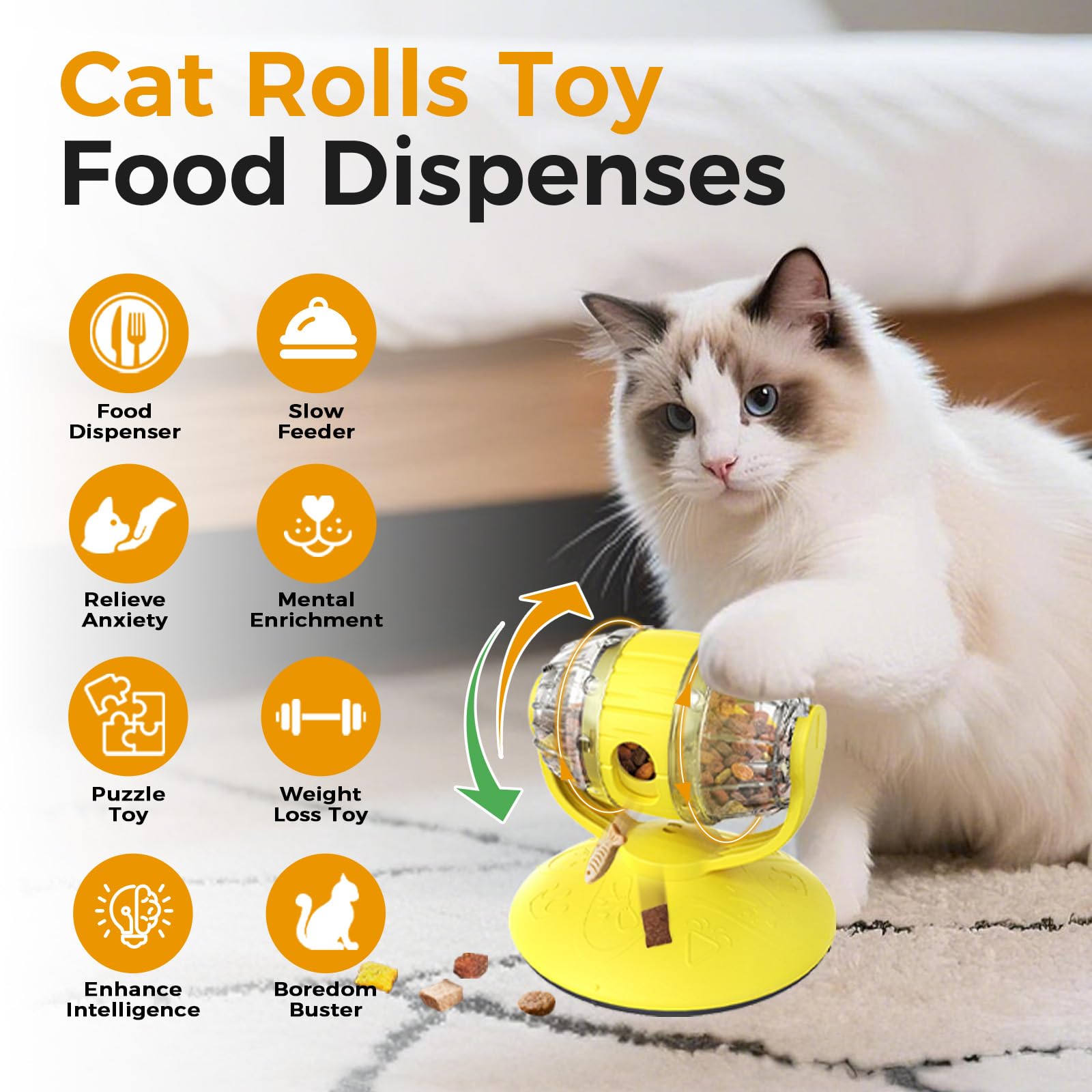 Baril transparent LazySeal pour chat permet de voir les friandises rouler