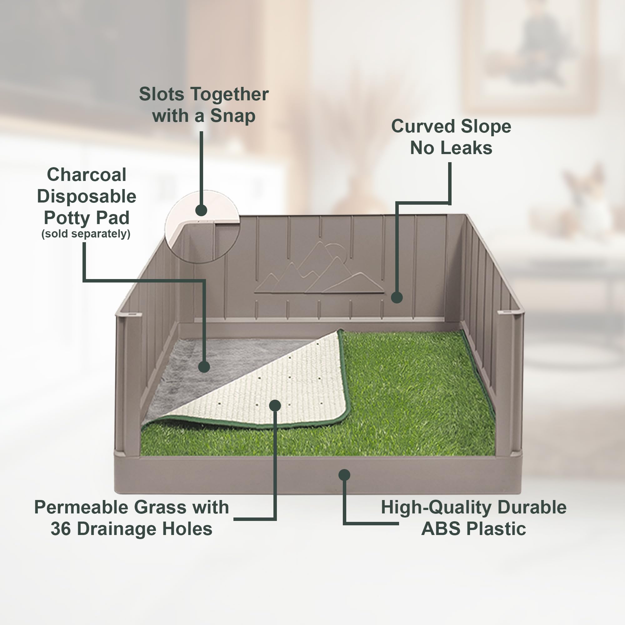 LAZZIPET Toilette pour chiot: ensemble complet avec base, murs et pelouse