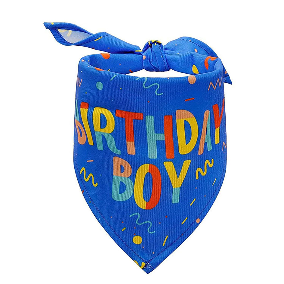 Bandana anniversaire Lcekterur, gros plan sur l'impression festive, parfait pour photos mémorables.