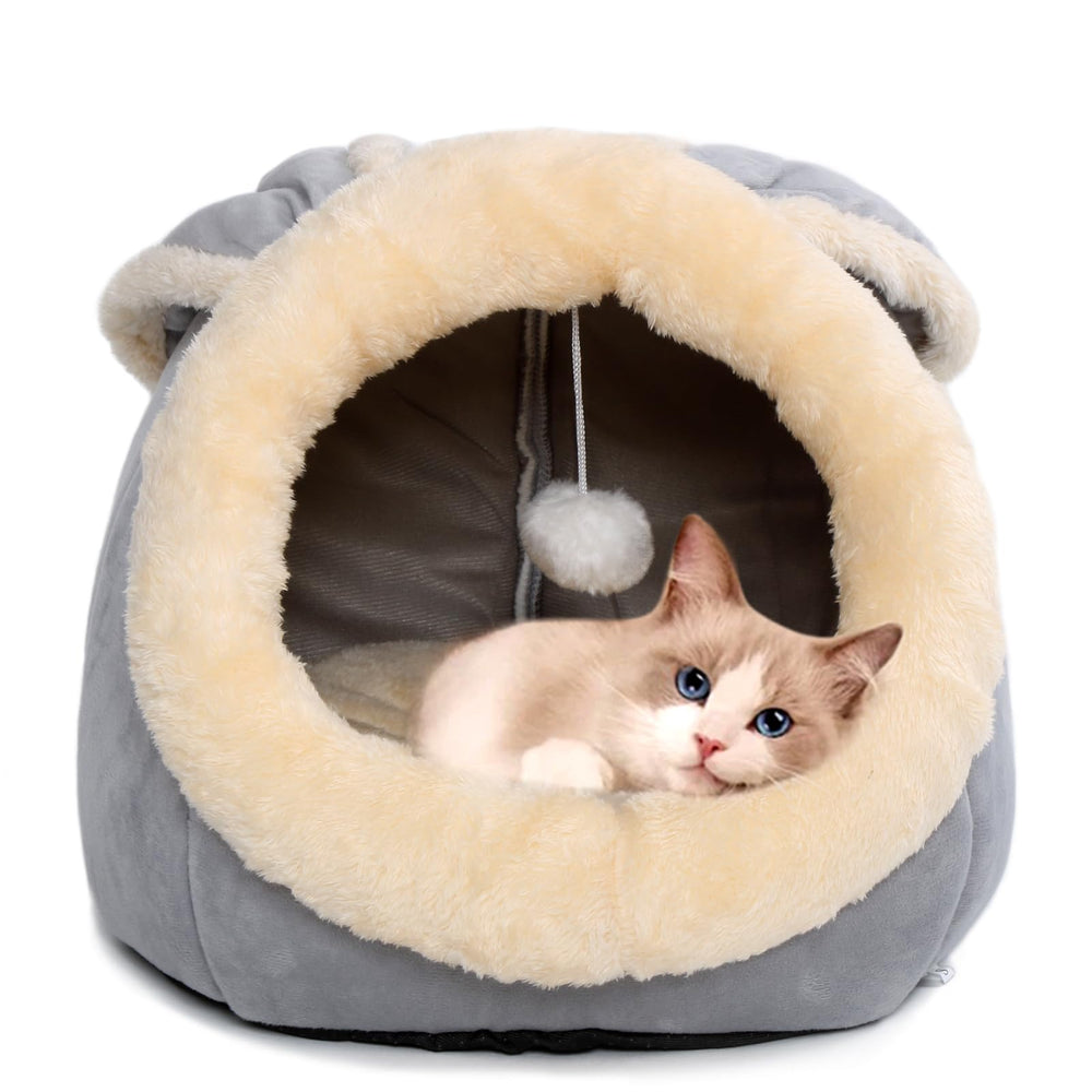 Lcybem caverne-chat forme lapin gris: cocon sûr pour repos paisible.