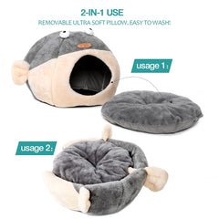 Lcybem lit 2-en-1 gris: cave privée ou tapis reposant