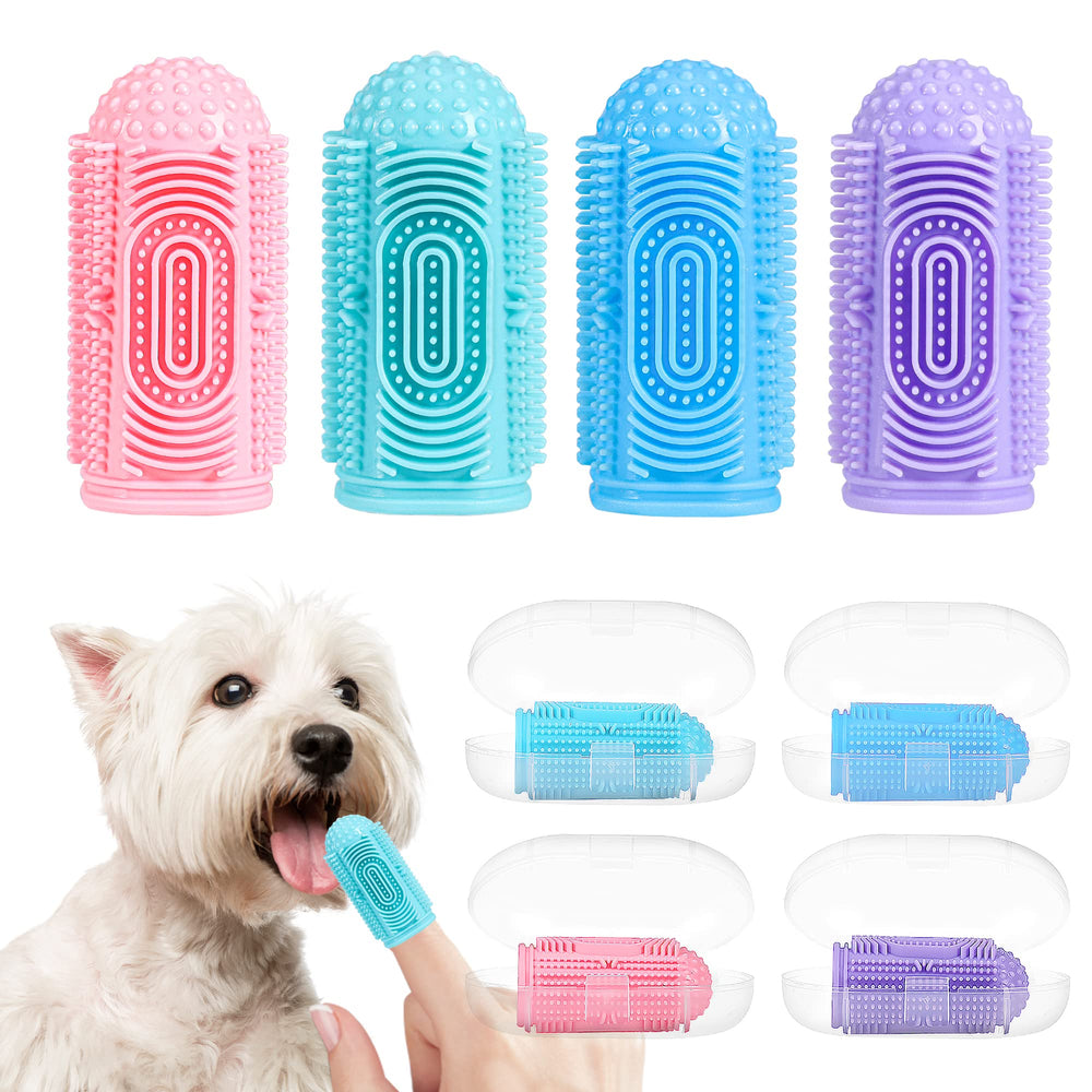 LDIIDII brosse-dents chien-doigts ensemble 4-pack : nettoyage simple et pratique.