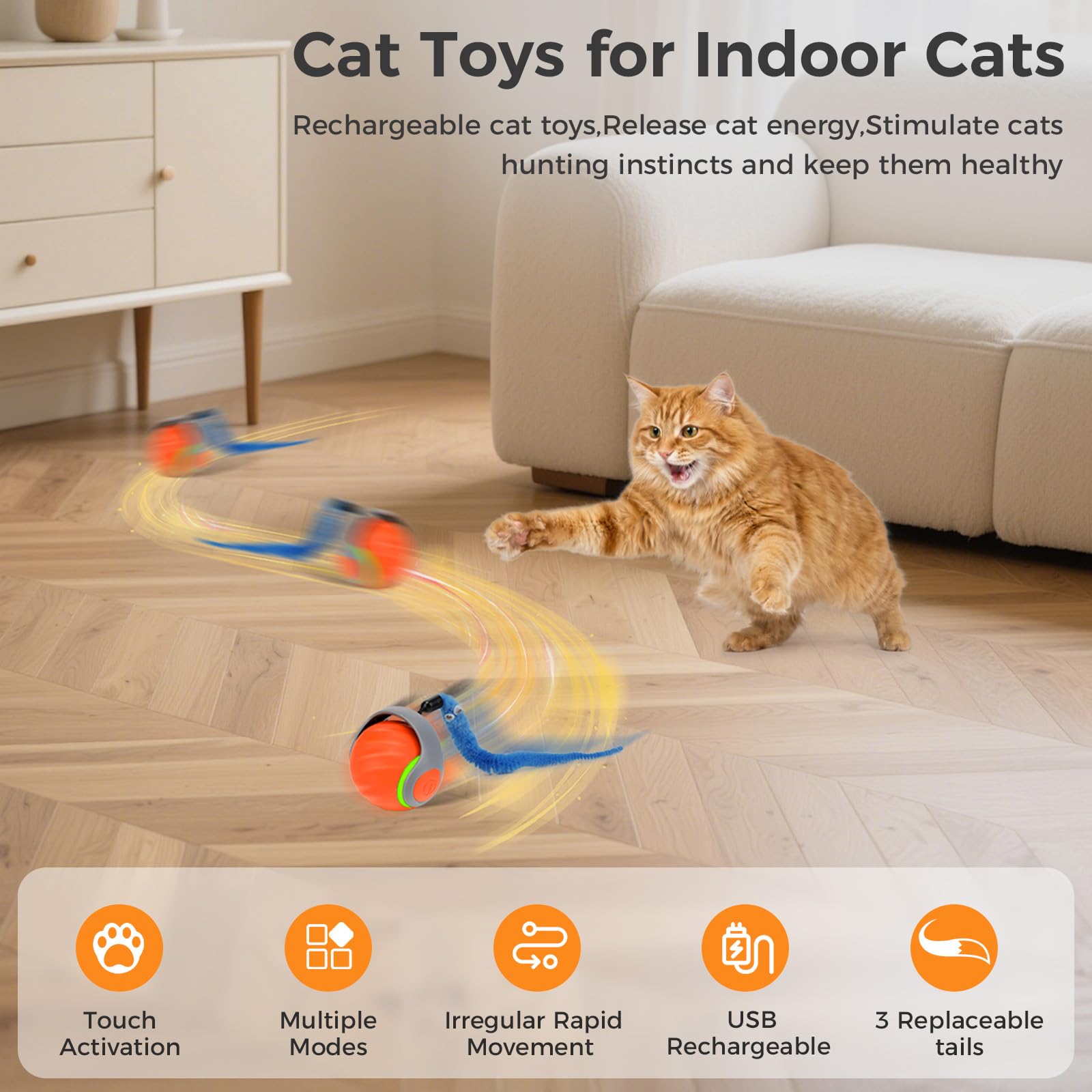 LDZ&CHX balle interactive chat, matériaux durables et non toxiques pour sécurité.