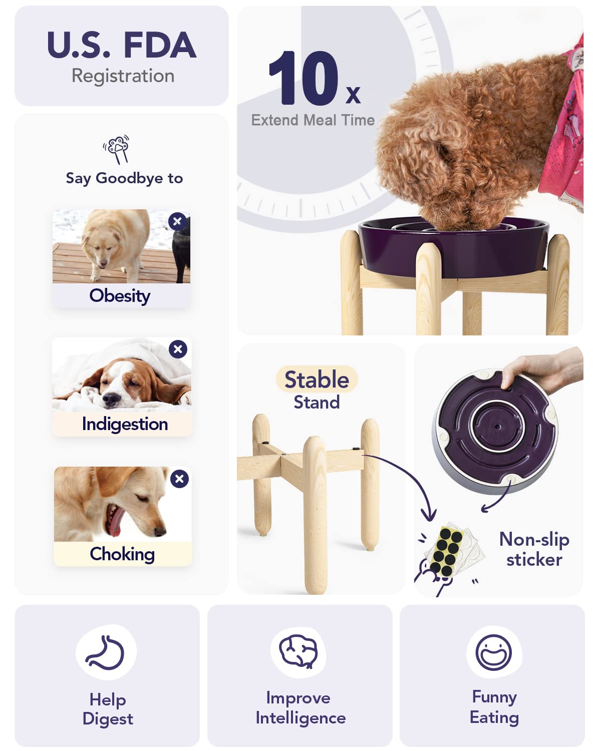 Le Tauci base antiglisse pour bol chien, évite les glissades et les éclaboussures.