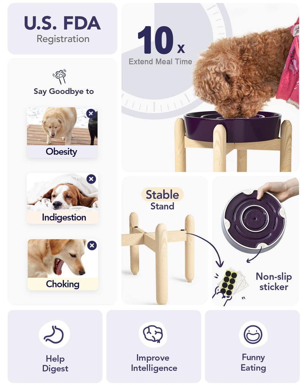 Le Tauci base antiglisse pour bol chien, évite les glissades et les éclaboussures.