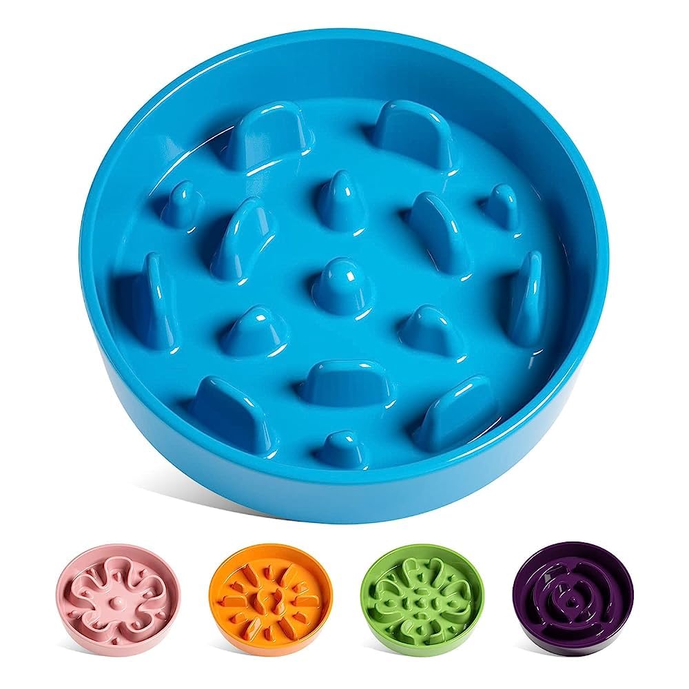 Bol LE TAUCI en céramique bleu vortex pour chiens moyens.