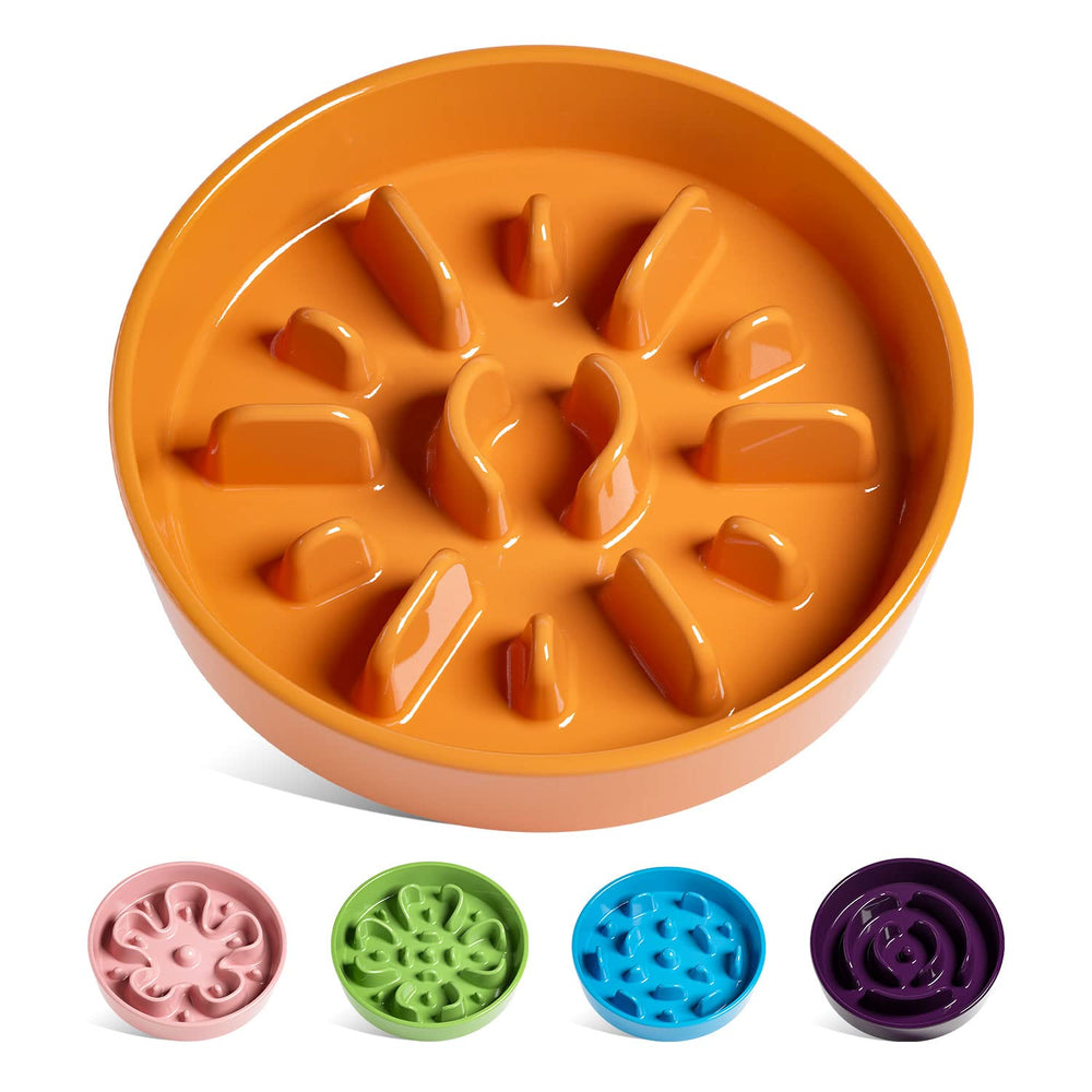 Le Tauci bol céramique ralentisseur couleur soleil orange pour manger lentement
