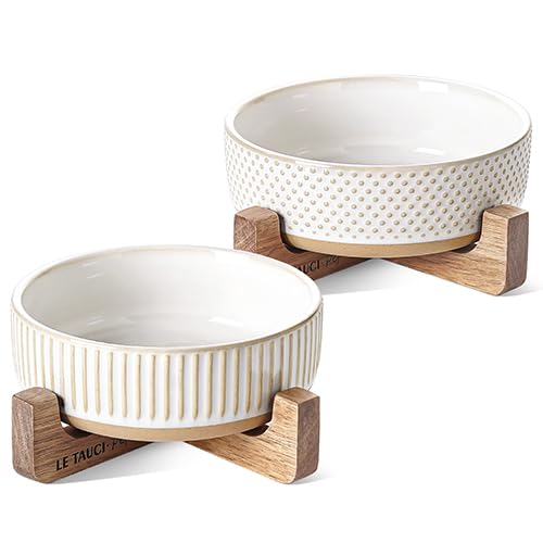 Bol céramique LE TAUCI PET avec support acacia, stable et facile à nettoyer.