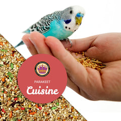 LEACH GRAIN & MILLING CO. Parakeet Cuisine – Quinoa et avoine enrichissent la ration journalière.