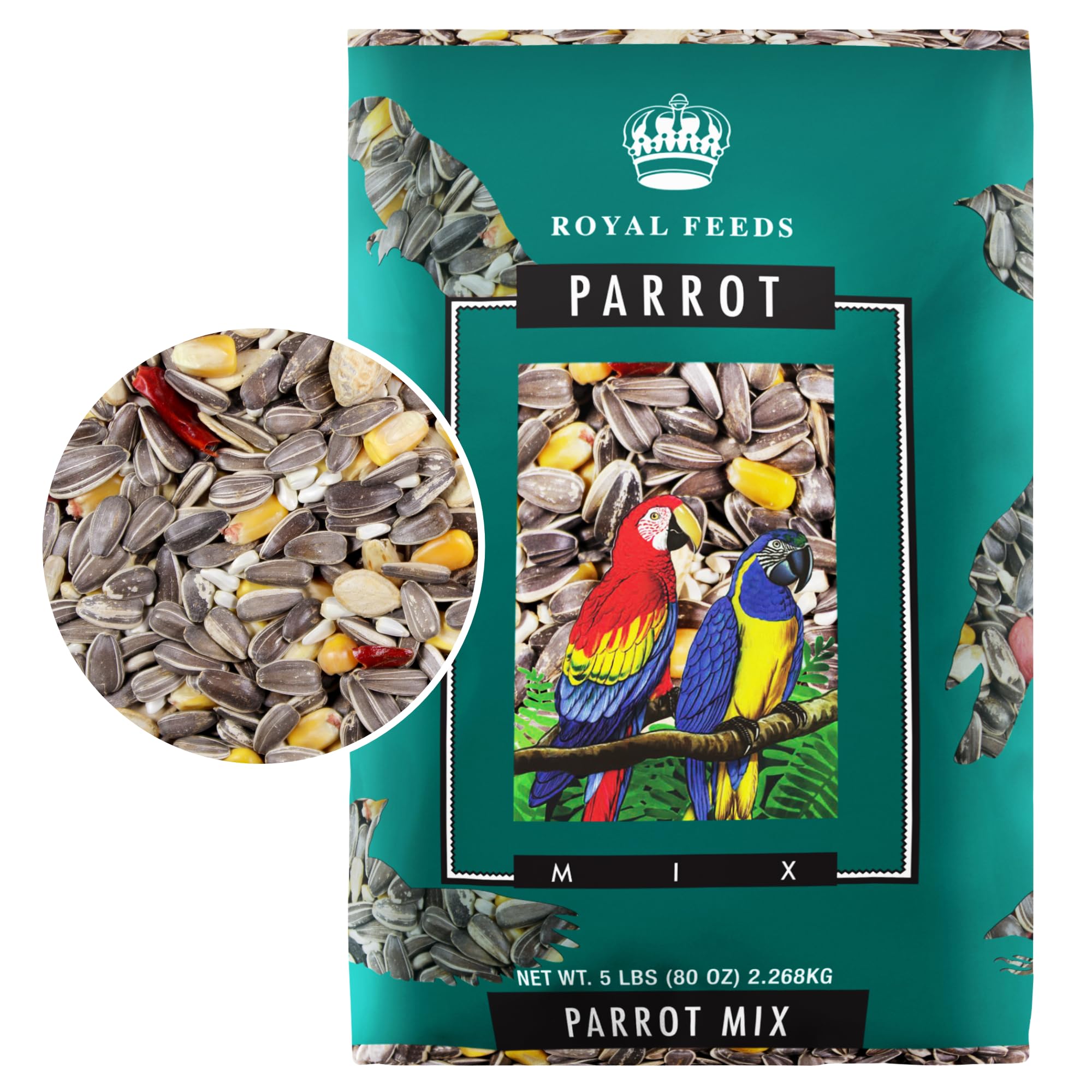 Parrot Mix LEACH GRAIN & MILLING CO, paquet 5 livres, nourrissant et équilibré.