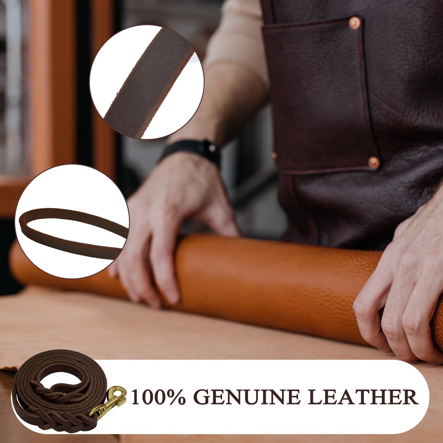 Leadfar laisse cuir fait-main durable et confort pendant les promenades.