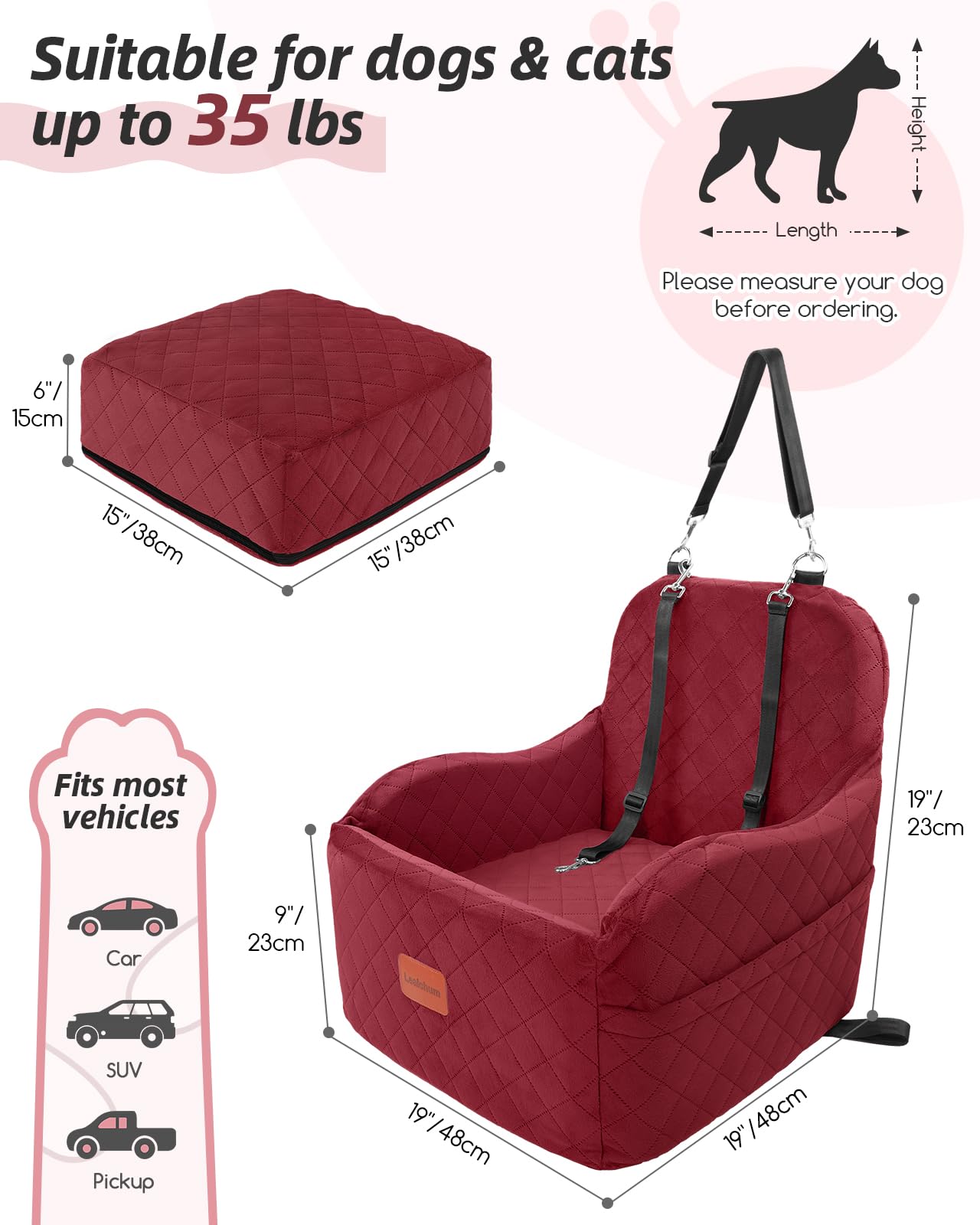 Lealchum coussin élevé 6 pouces pour vue et confort