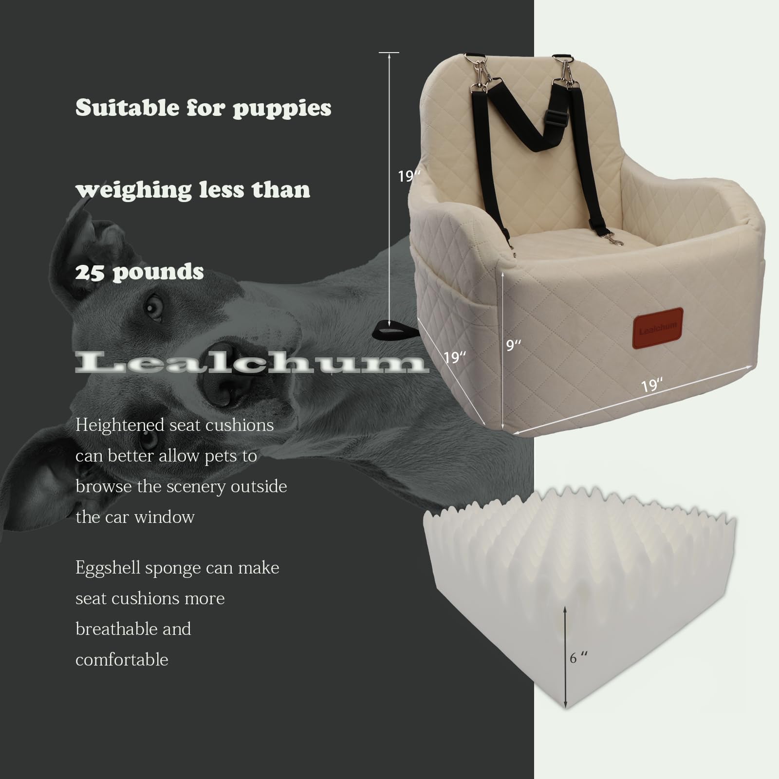 Lealchum coussin élevé pour chien, surface douce et stabilisante