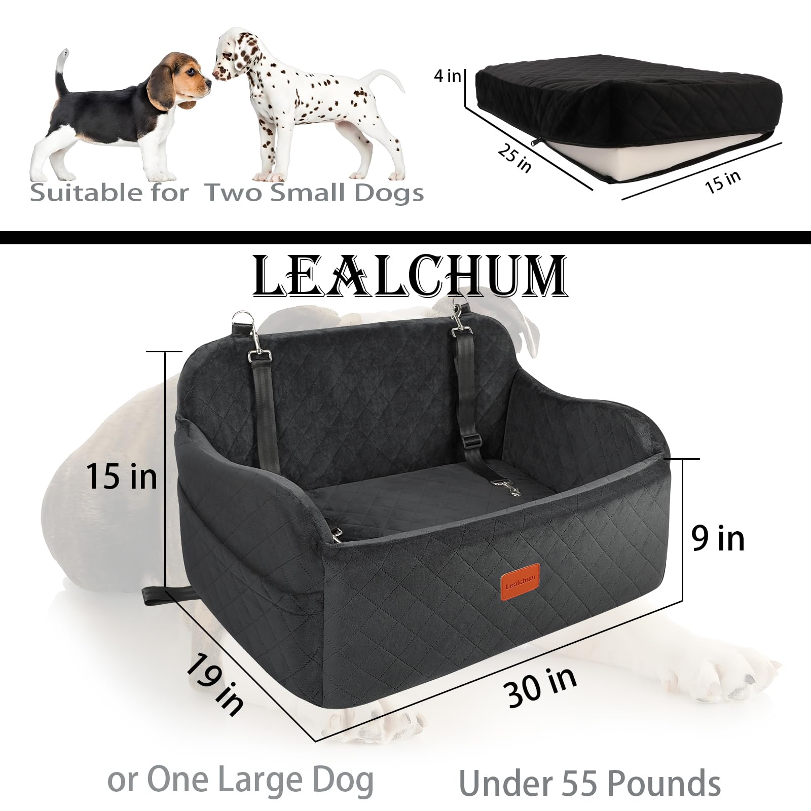 Lealchum dossier chien avec poches latérales, rangement pratique pendant le trajet.