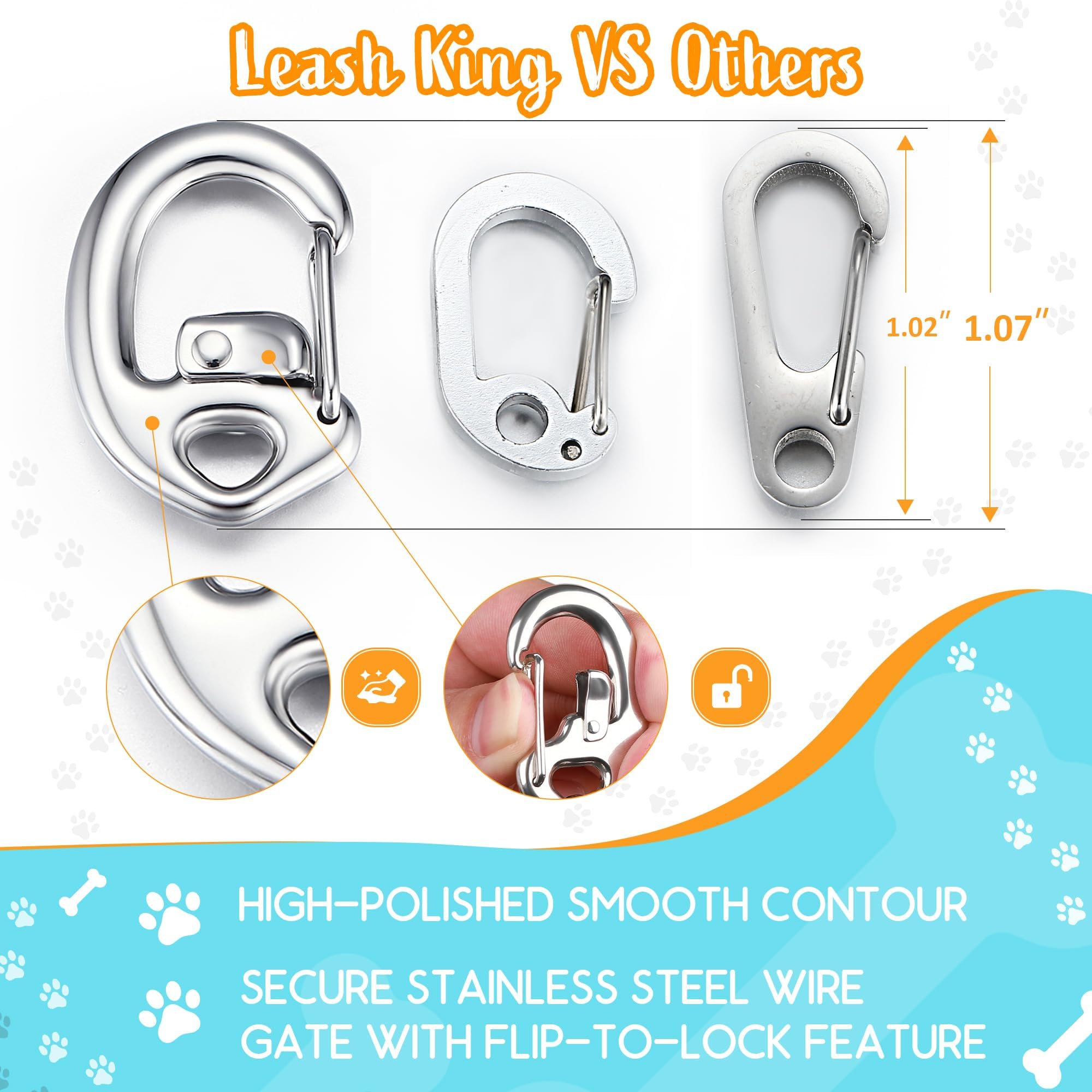 Leash King Flipclip trois anneaux, facilite le changement d'étiquette.
