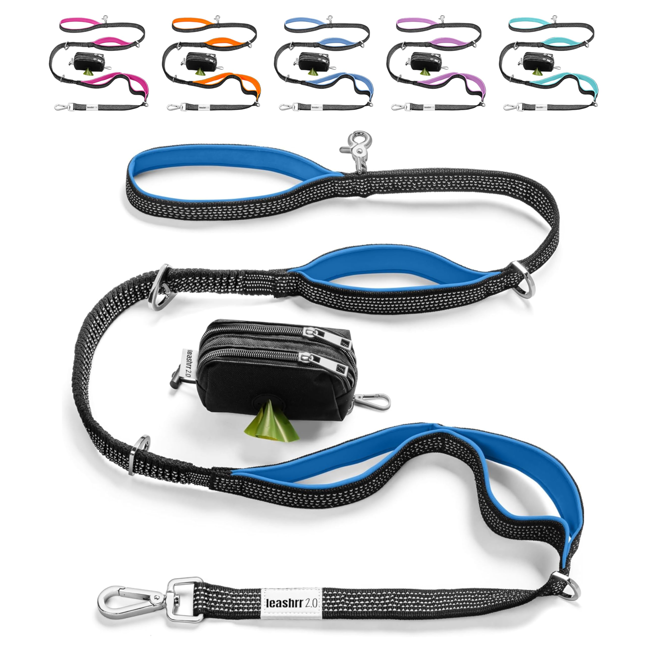 Leashrr 2.0 avec bungee amortisseur pour absorption des tirages et confort