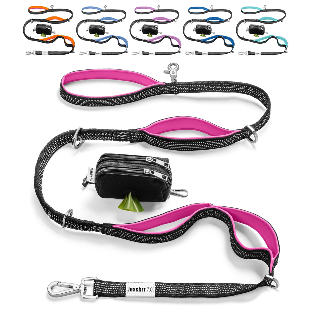 Leashrr 2.0 longe anti-tirage pour grands chiens, absorbant les tirages lors des promenades.