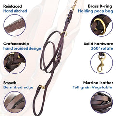 Laisse Leatherow mains libres adaptée à toutes tailles de chien