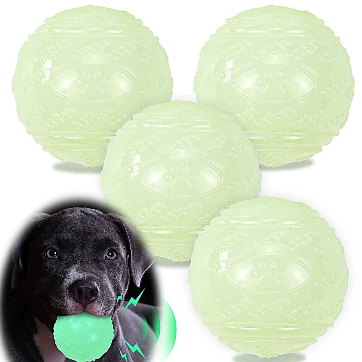 Balle lumineuse LECHONG pour chien, idéale pour jeux nocturnes et visibilité accrue.