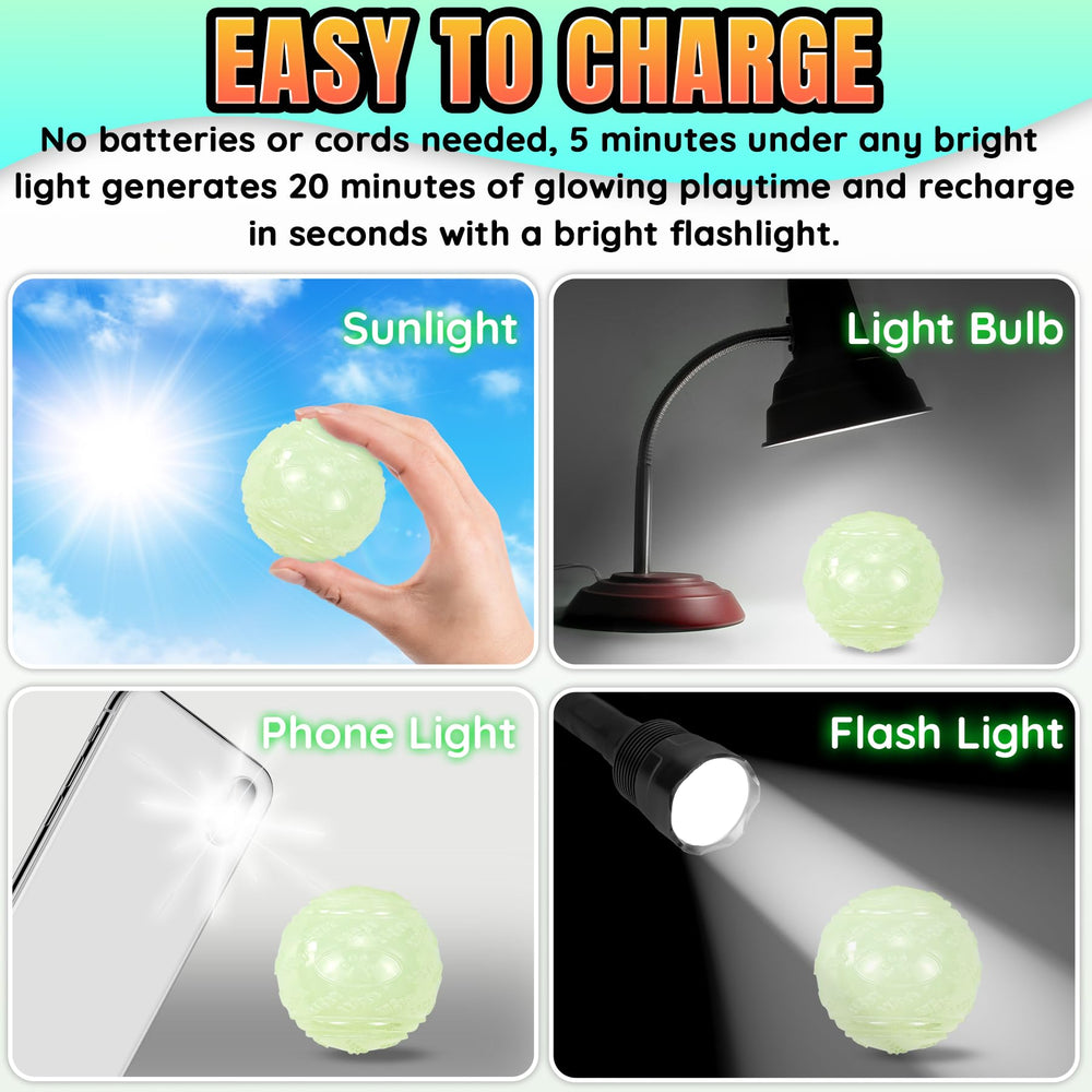 Balle LECHONG lumineuse, recharge rapide par lumière pour usages nocturnes.