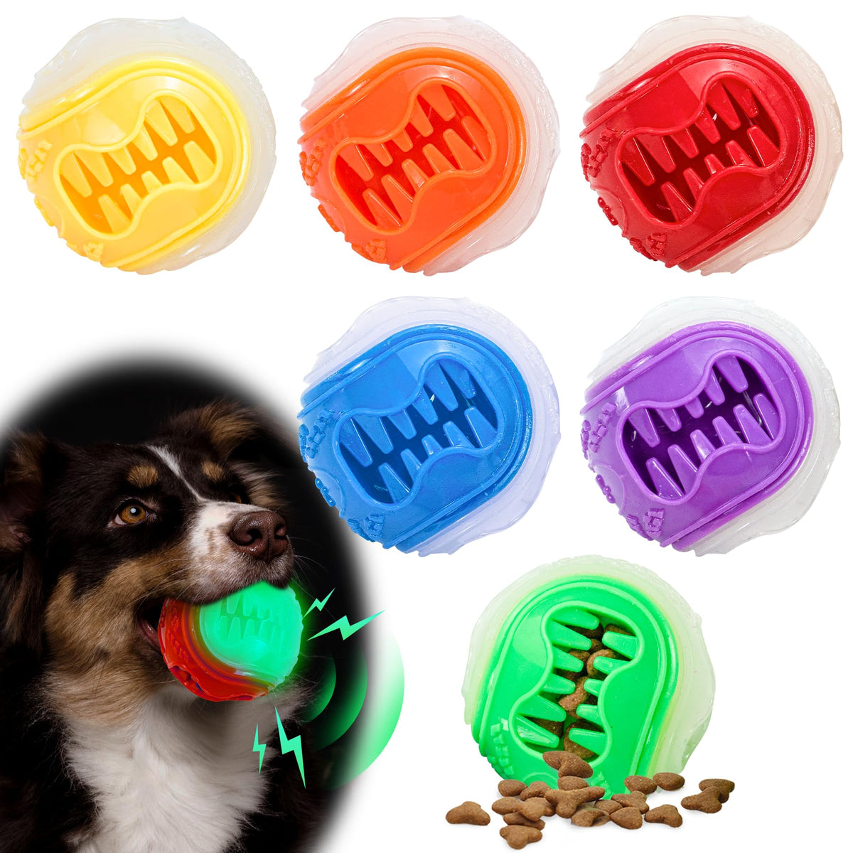 Balle LECHONG 3-en-1: siffement et lumière nocturne pour chien joueur