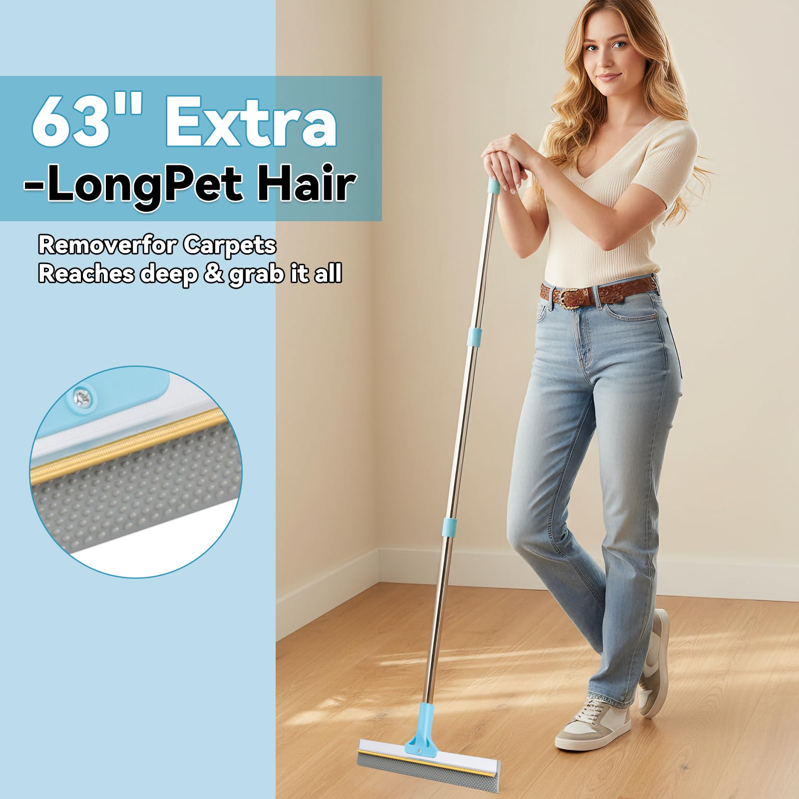 Leecicile racleur-silicone-tapis, enlève poils tenaces sans rayer.