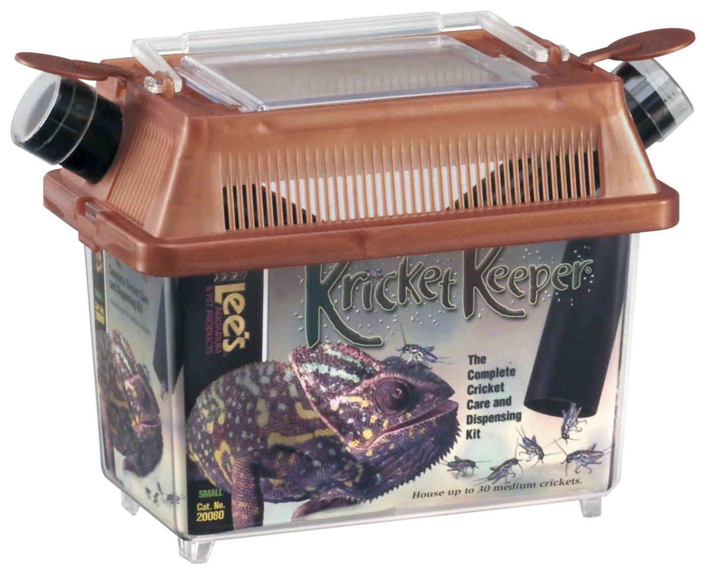 Lee's Kricket Keeper avec cylindres noirs texturisés, refuge pratique pour grillons.