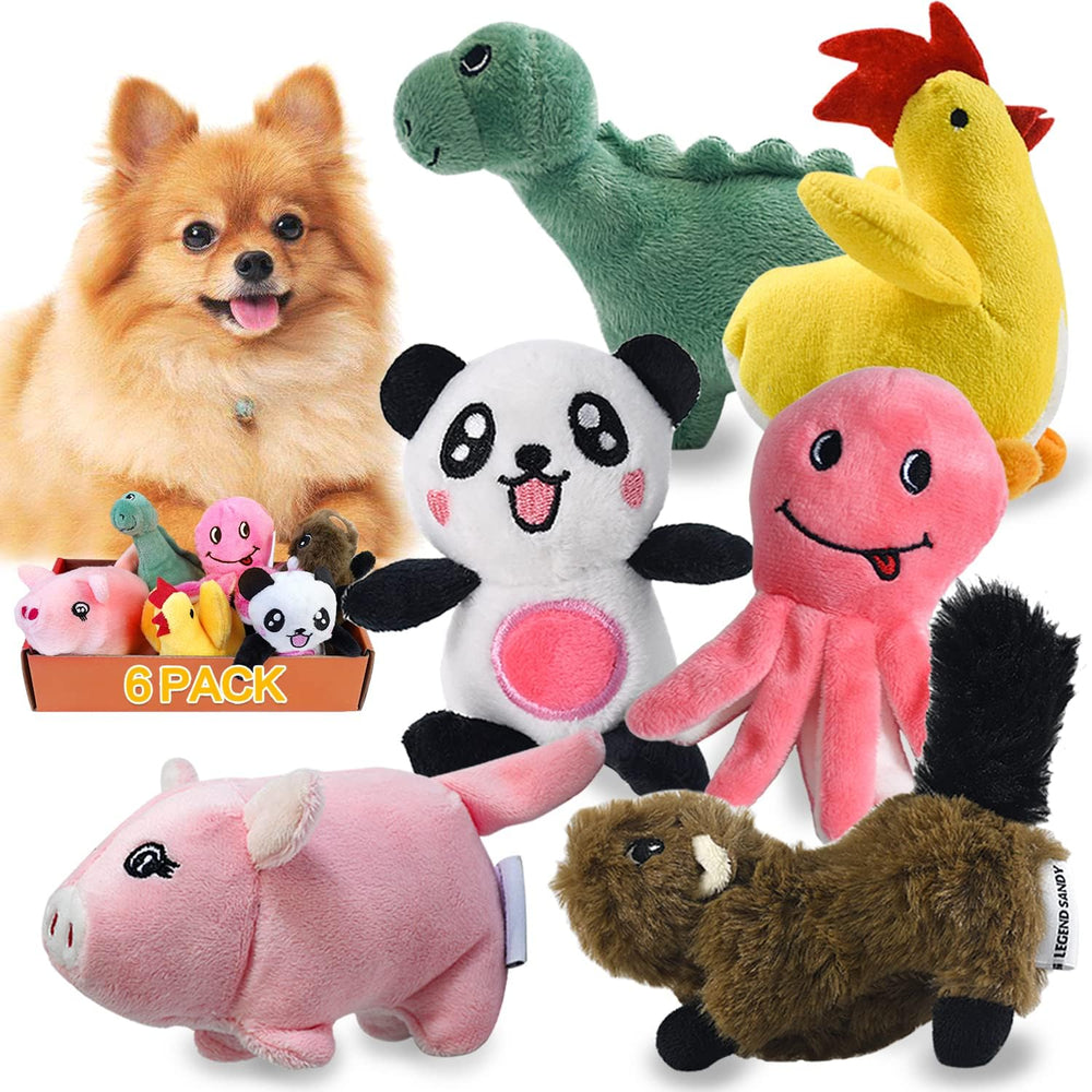 Ensemble LEGEND SANDY de 6 jouets peluche siffleurs pour chiots actifs.