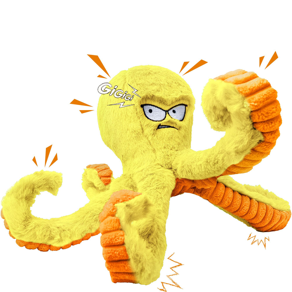 LEGEND SANDY pieuvre-jaune avec sifflet, stimulation ludique possible.