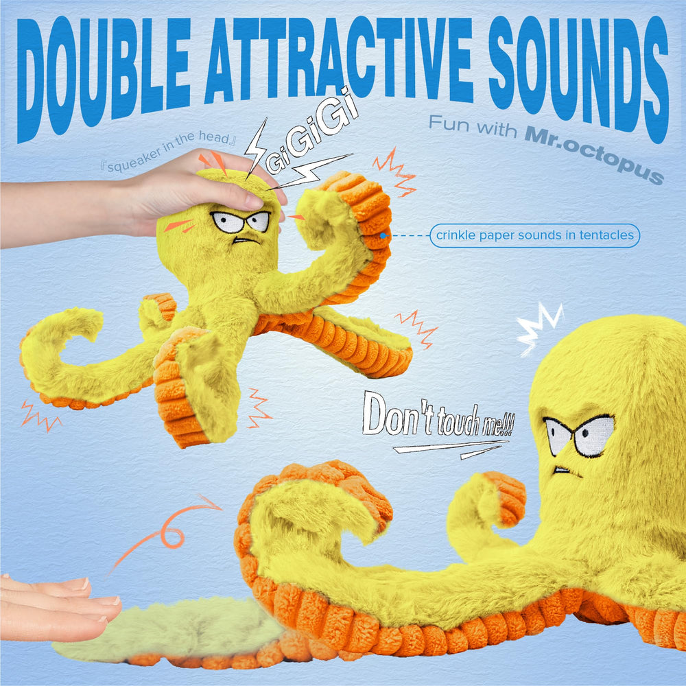 LEGEND SANDY pieuvre-jaune tentacules crinkle, stimulation auditive.