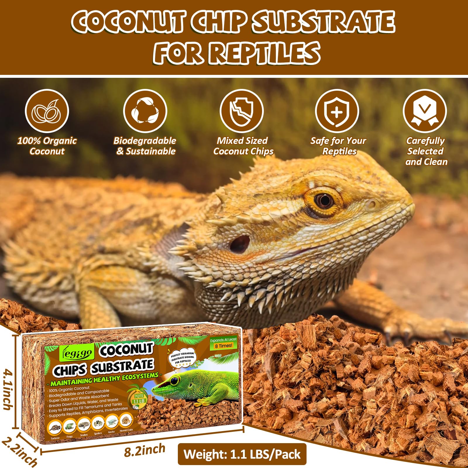 Legigo briques-coco-substrat-reptiles : installation facile grâce à la texture compressée.
