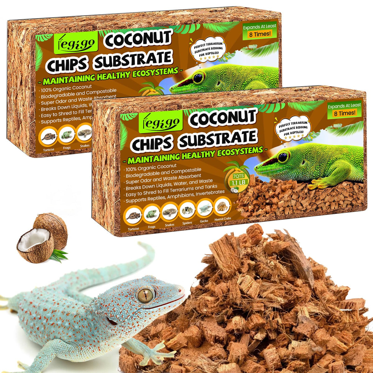 Legigo copeaux-noix-de-coco-substrat-reptiles : substrat naturel et absorbant.