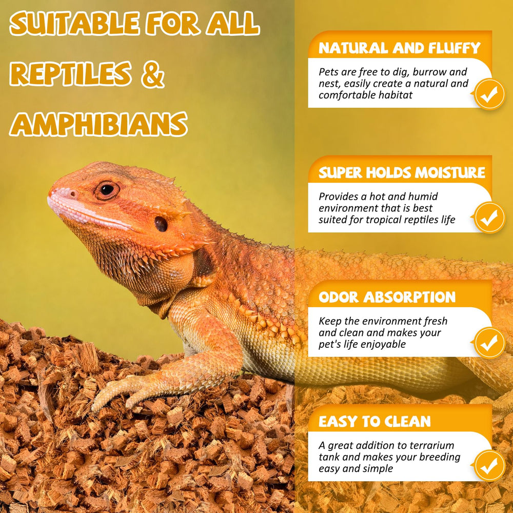 Legigo substrat coco copeaux absorbant les liquides, pour terrarium plus propre.