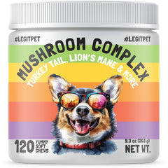 LegitPet boîte traitéments champignons Reishi, aperçu packaging et soutien immunitaire potentiel.