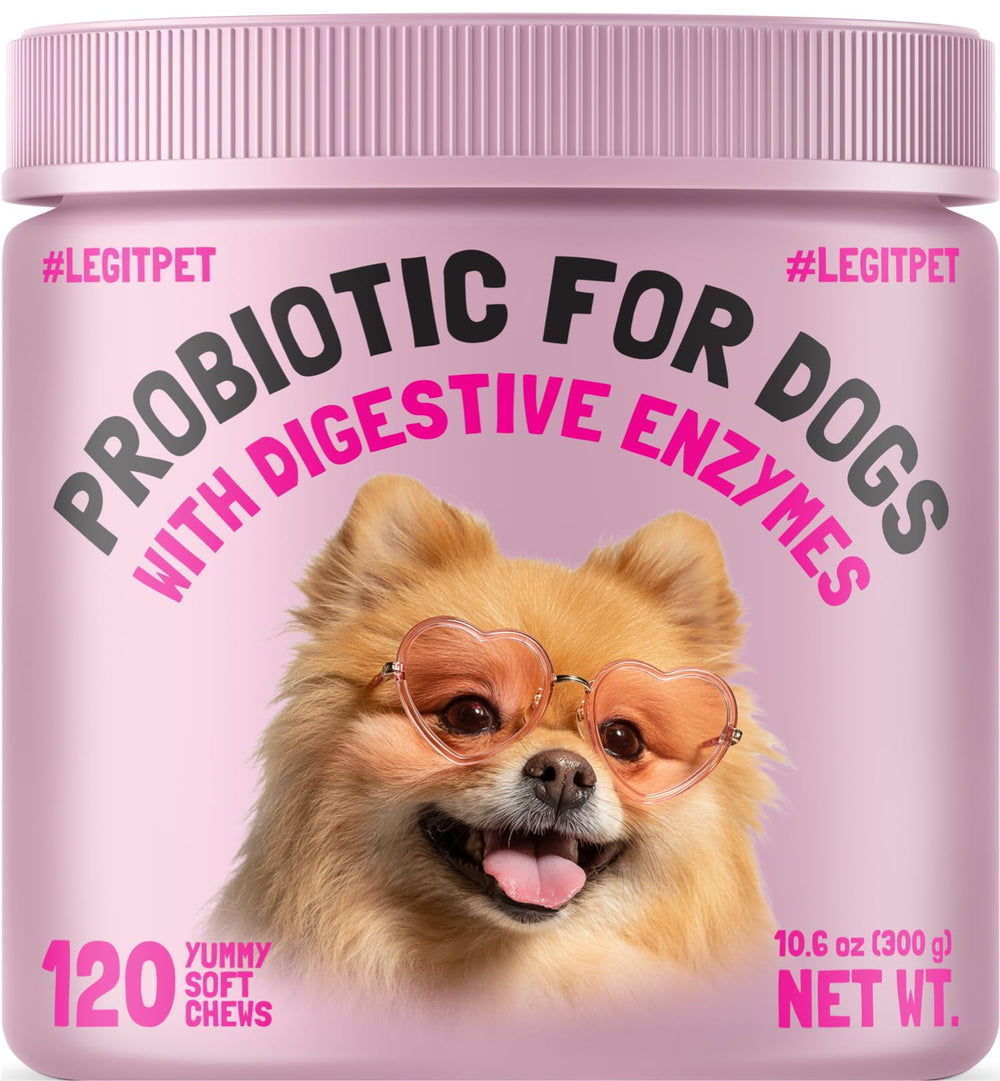 LEGITPET Probiotics pour chiens – bouchées en bouteille soutiennent le bien‑être digestif.