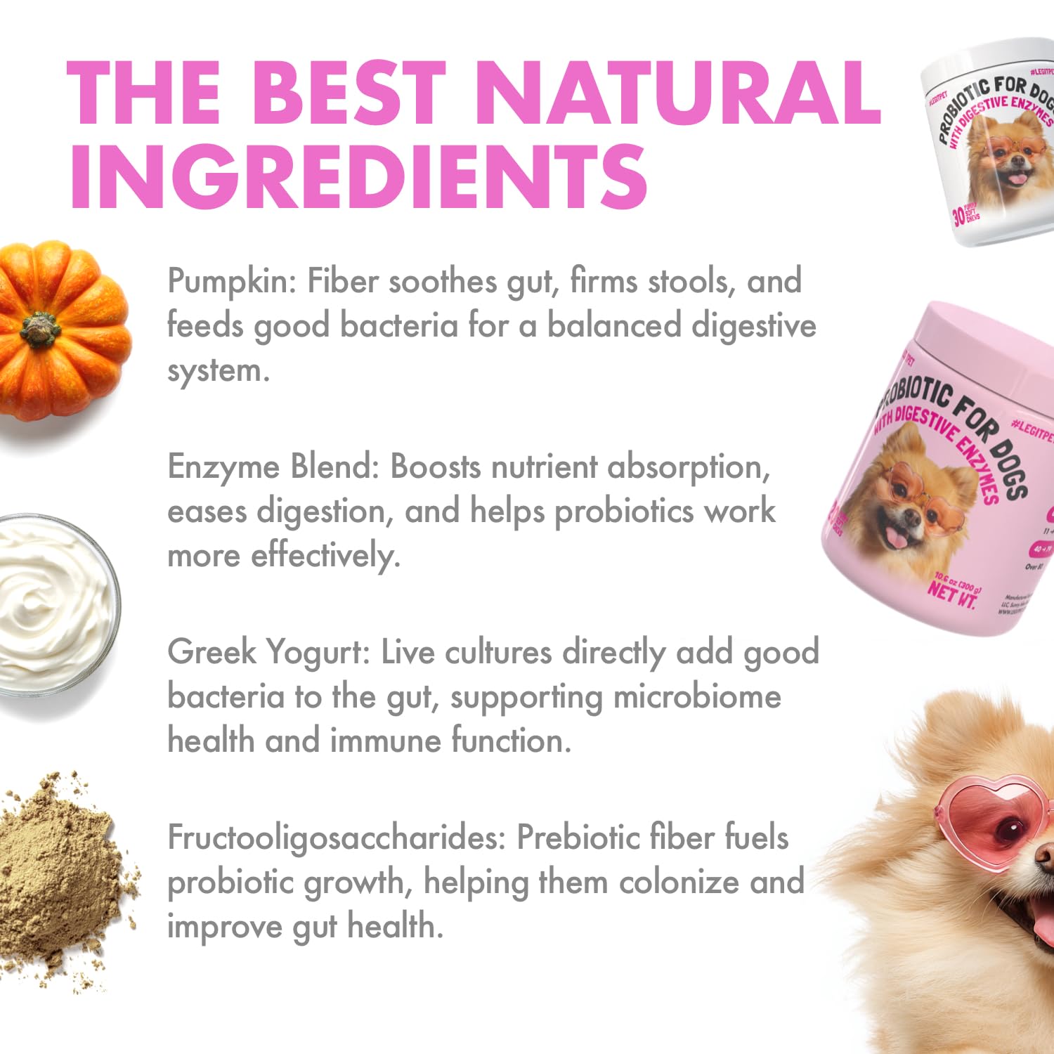 LEGITPET Probiotics – enzymes digestives facilitant la digestion canine.
