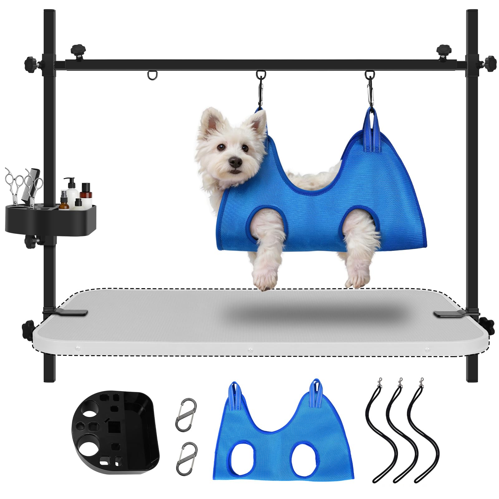 Table LEIBOU toilettage en H avec bras en H, cadre robuste pour chiens et chats.